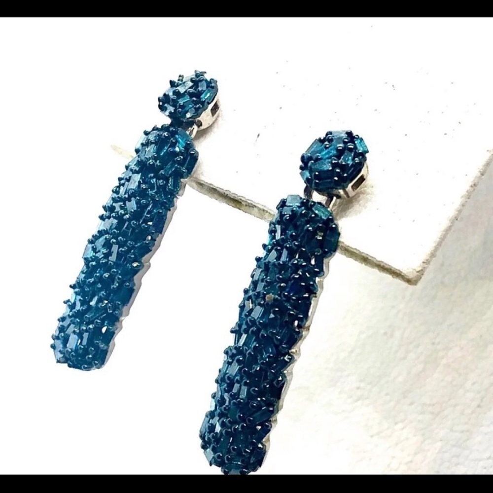 Blue Diamond Drop Earrings